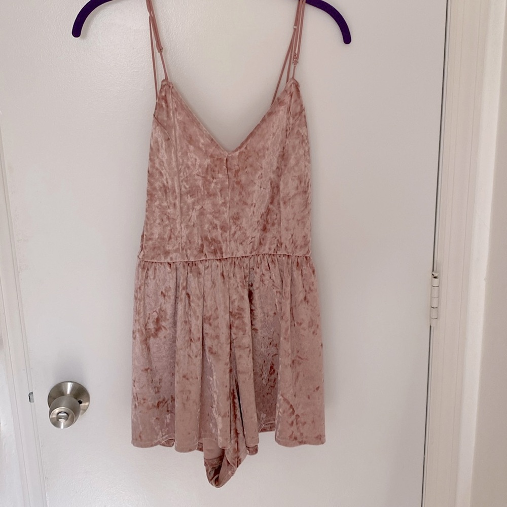 La Hearts Pink Velvet Jumpsuit